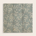 Simple Scandinavian Ditsy Leaf Pattern Blue Grey Wood Wall Art Gallery Image 1