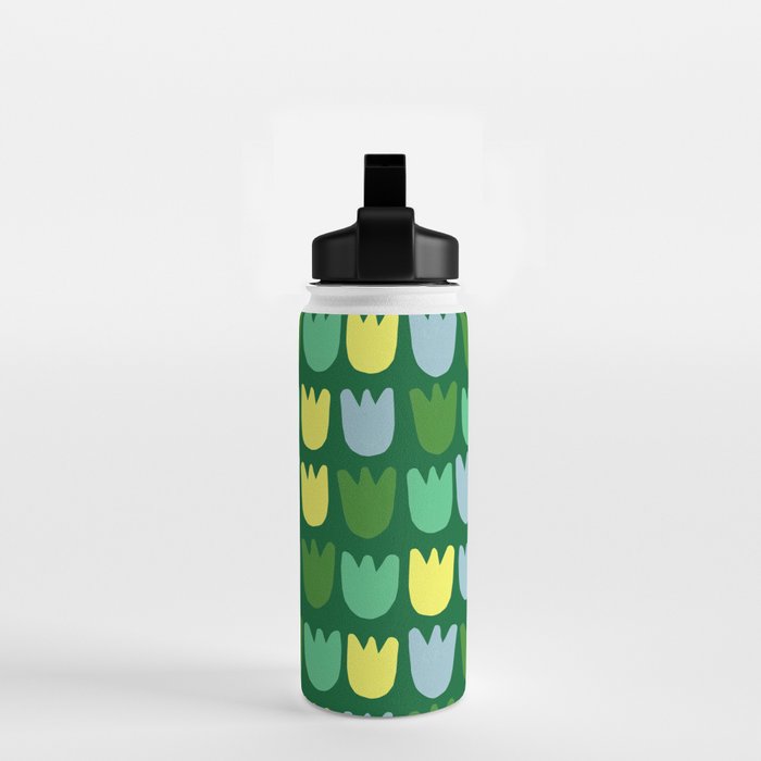 Rows of Tulips in Bloom in Sage & Chartreuse Water Bottle Gallery Image 2