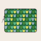 Rows of Tulips in Bloom in Sage & Chartreuse Laptop Sleeve Gallery Image 1
