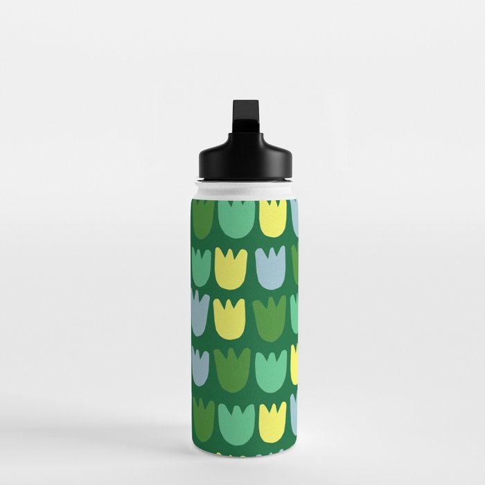 Rows of Tulips in Bloom in Sage & Chartreuse Water Bottle Gallery Image 3