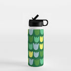 Rows of Tulips in Bloom in Sage & Chartreuse Water Bottle Gallery Image 1