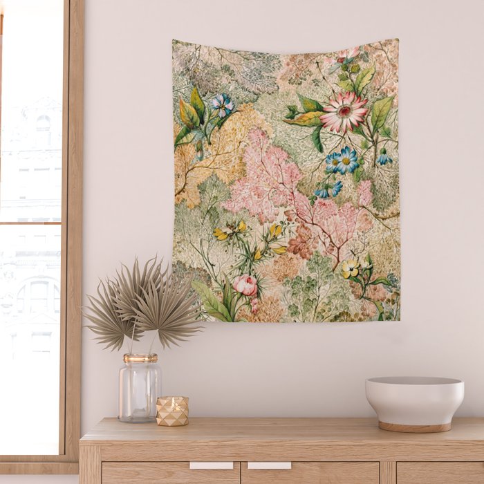 Romantic Marble End Paper Floral 1788 William Kilburn Wall Tapestry Gallery Image 2