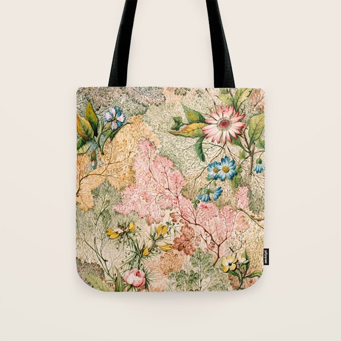 Romantic Marble End Paper Floral 1788 William Kilburn Tote Bag Gallery Image 1