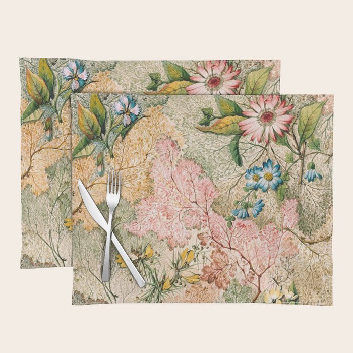Romantic Marble End Paper Floral 1788 William Kilburn Placemat Gallery Image 1