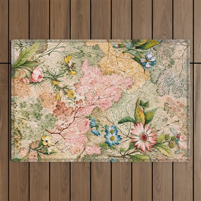 Romantic Marble End Paper Floral 1788 William Kilburn Outdoor Rug Gallery Image 1