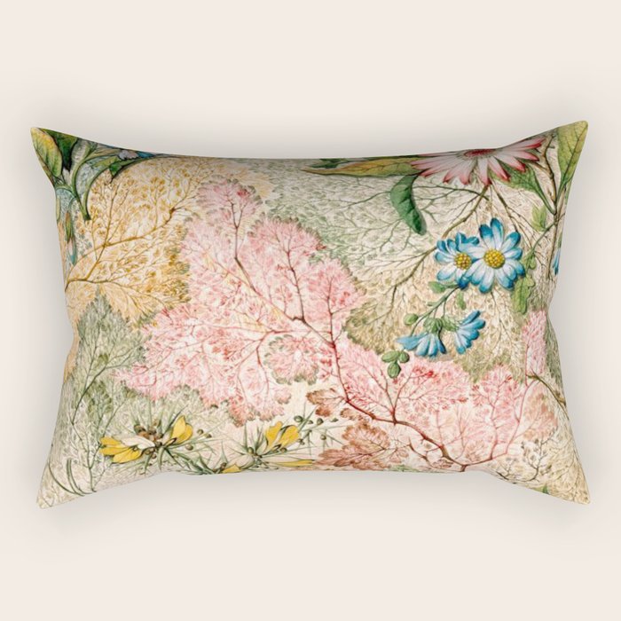 Romantic Marble End Paper Floral 1788 William Kilburn Rectangular Pillow Gallery Image 1