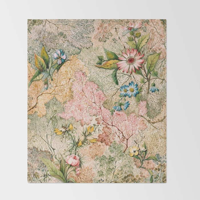 Romantic Marble End Paper Floral 1788 William Kilburn Throw Blanket Gallery Image 2