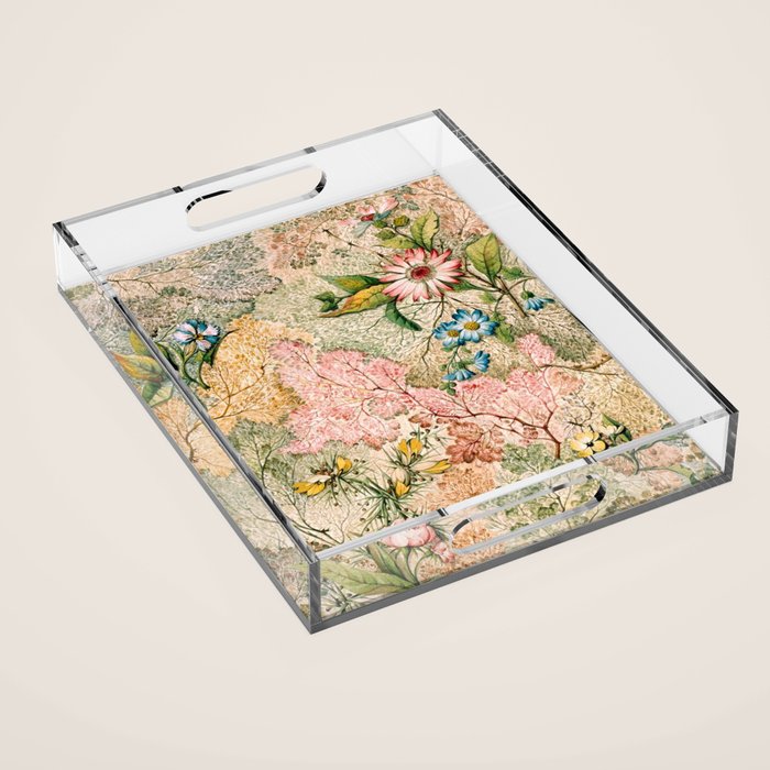 Romantic Marble End Paper Floral 1788 William Kilburn Acrylic Tray Gallery Image 1