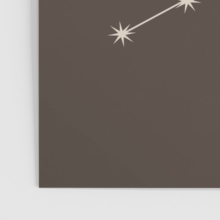 Virgo Zodiac Star Constellation Line Art Coffee Brown Poster Gallery Image 3