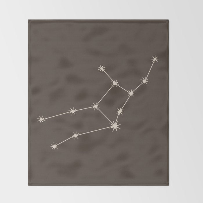 Virgo Zodiac Star Constellation Line Art Coffee Brown Throw Blanket Gallery Image 2
