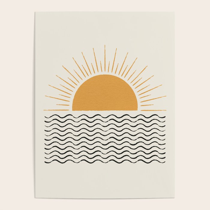 Sunrise Ocean -  Mid Century Modern Style Poster Gallery Image 4