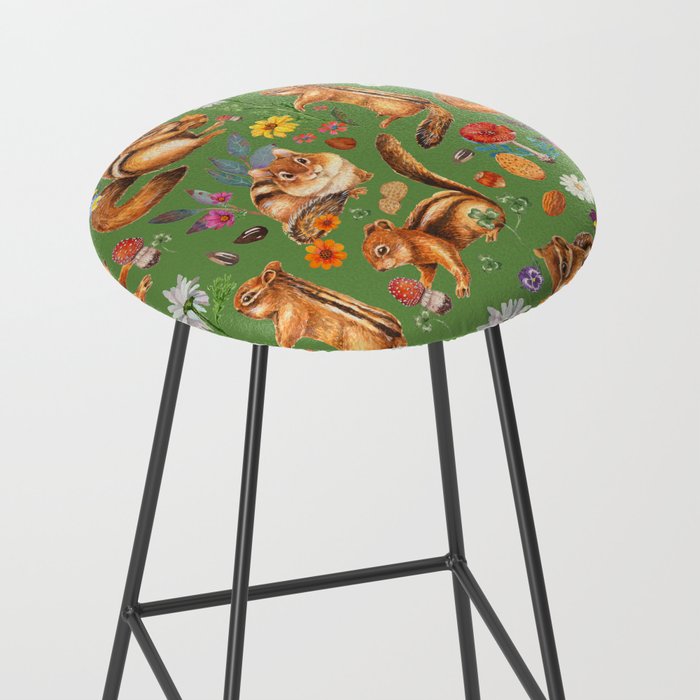 Chipmunks friends - green Stool Gallery Image 2