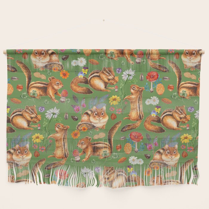 Chipmunks friends - green Wall Hanging Gallery Image 1