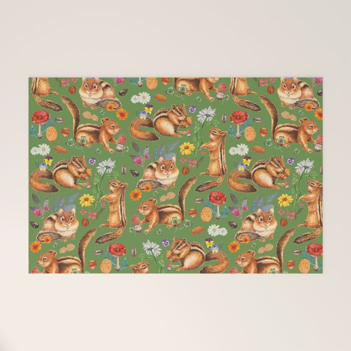 Chipmunks friends - green Welcome Mat Gallery Image 1