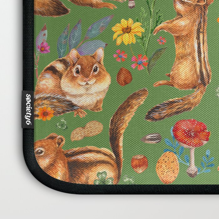 Chipmunks friends - green Laptop Sleeve Gallery Image 3
