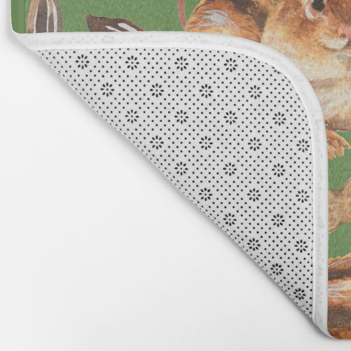 Chipmunks friends - green Bath Mat Gallery Image 2