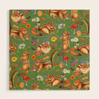 Chipmunks friends - green Wood Wall Art Gallery Image 1