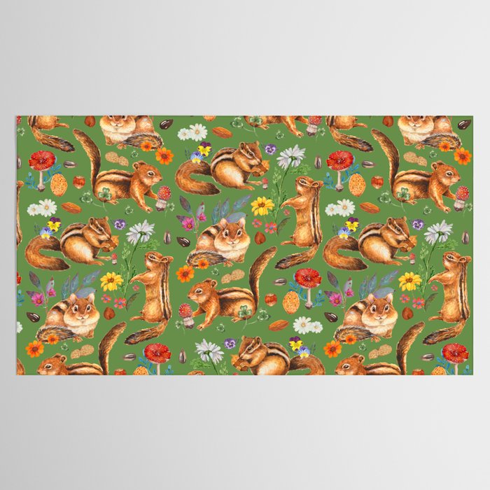 Chipmunks friends - green Tablecloth Gallery Image 2