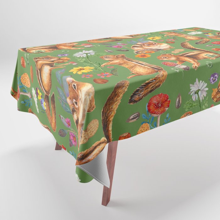 Chipmunks friends - green Tablecloth Gallery Image 1