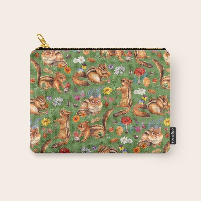 Chipmunks friends - green Carry All Pouch Gallery Image 1