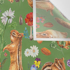 Chipmunks friends - green Wall Tapestry Gallery Image 3