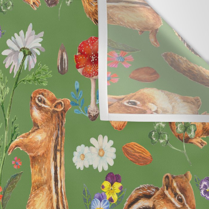 Chipmunks friends - green Wall Tapestry Gallery Image 3