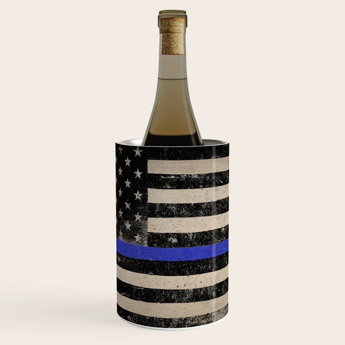 Thin Blue Line Police Flag First Responder USA Hero Wine Chiller Gallery Image 1