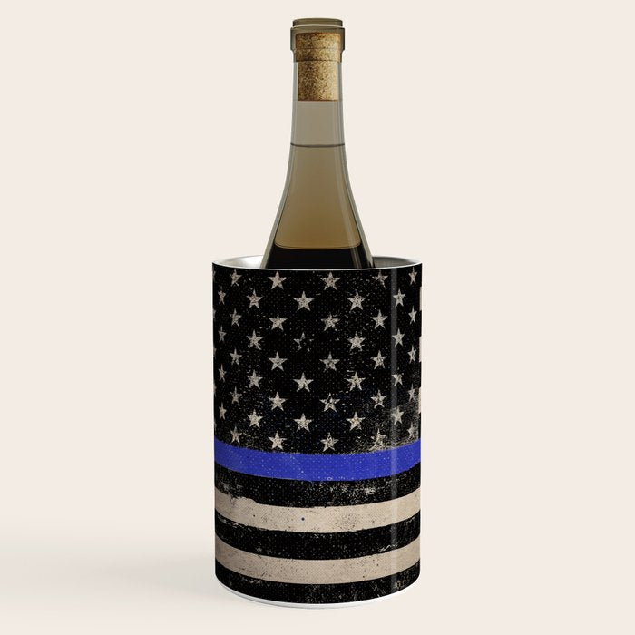 Thin Blue Line Police Flag First Responder USA Hero Wine Chiller Gallery Image 2