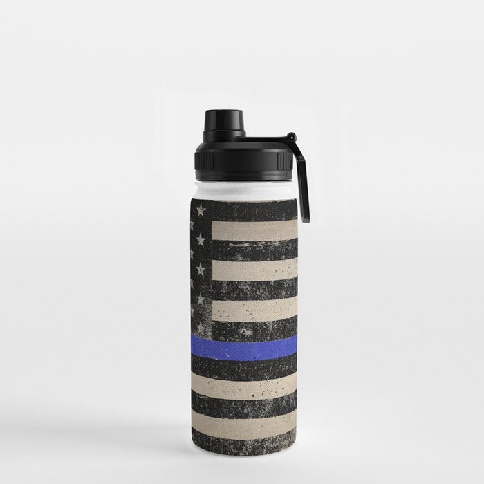 Thin Blue Line Police Flag First Responder USA Hero Water Bottle Gallery Image 2