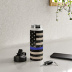 Thin Blue Line Police Flag First Responder USA Hero Water Bottle Gallery Image 4