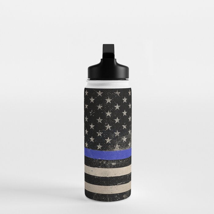 Thin Blue Line Police Flag First Responder USA Hero Water Bottle Gallery Image 3