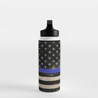 Thin Blue Line Police Flag First Responder USA Hero Water Bottle Gallery Image 3