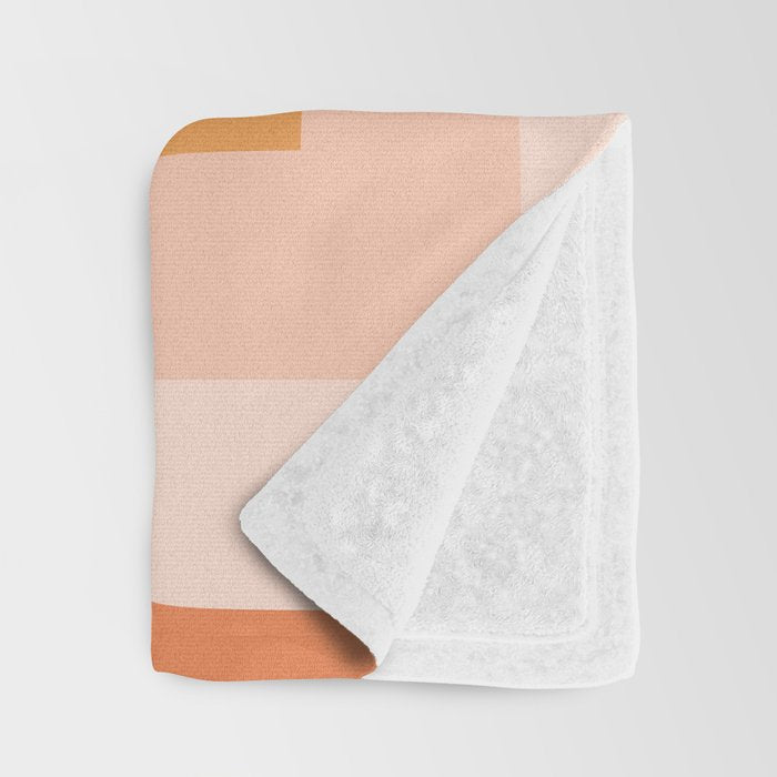 Soft Orange and Blush Squares Minimalist Color Block Solid Stripe Geometric Pattern  Throw Blanket Gallery Image 3