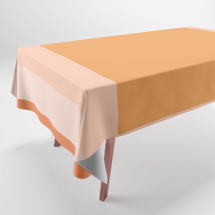 Soft Orange and Blush Squares Minimalist Color Block Solid Stripe Geometric Pattern  Tablecloth Gallery Image 1