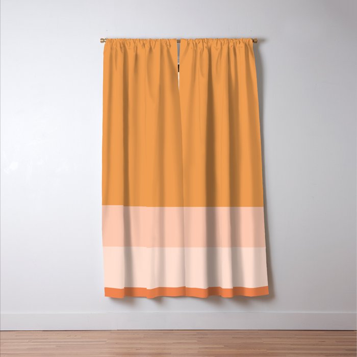 Soft Orange and Blush Squares Minimalist Color Block Solid Stripe Geometric Pattern  Window Curtain Gallery Image 3