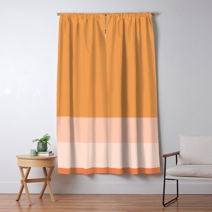 Soft Orange and Blush Squares Minimalist Color Block Solid Stripe Geometric Pattern  Window Curtain Gallery Image 5