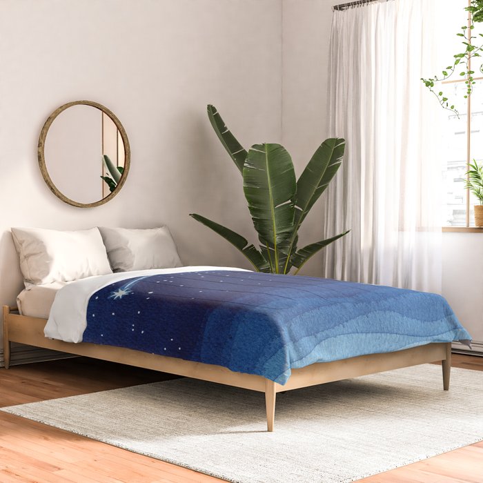 Falling star, shooting star, sailboat ocean waves blue sea Comforter Gallery Image 2