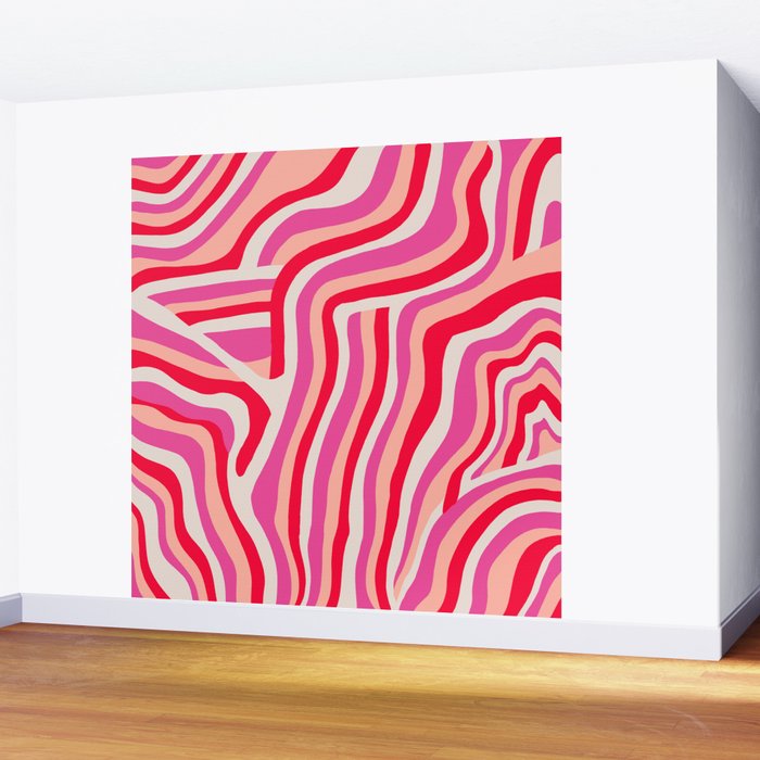 pink zebra stripes Wall Mural Gallery Image 2