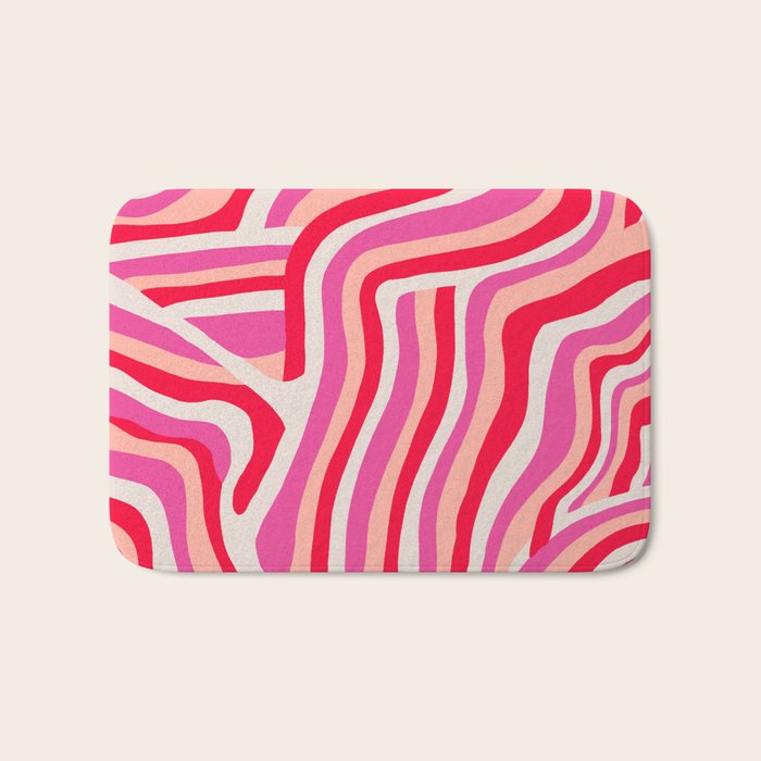 pink zebra stripes Bath Mat Gallery Image 1