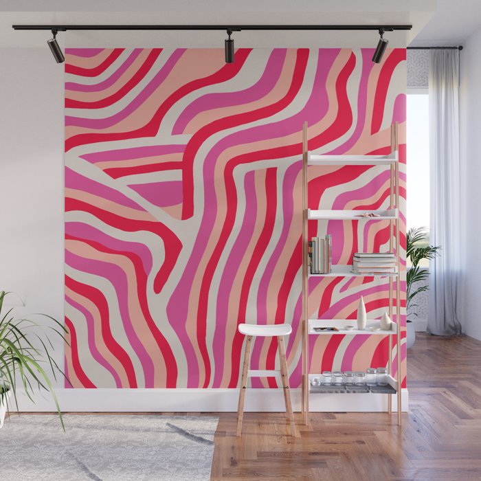 pink zebra stripes Wall Mural Gallery Image 1