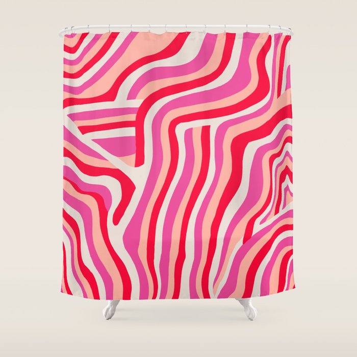 pink zebra stripes Shower Curtain Gallery Image 1