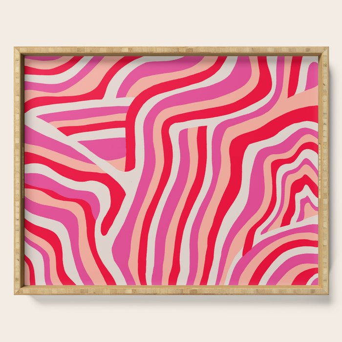 pink zebra stripes Serving Tray Gallery Image 1