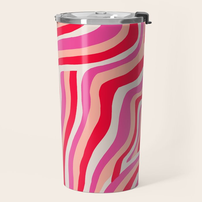 pink zebra stripes Travel Mug Gallery Image 2