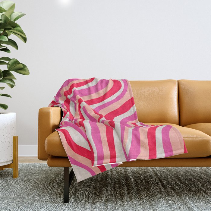 pink zebra stripes Throw Blanket Gallery Image 1