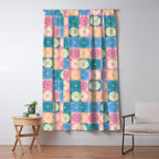 Retro Flowers Check Pattern XXIII Window Curtain Gallery Image 5
