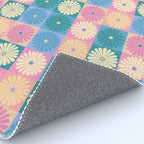 Retro Flowers Check Pattern XXIII Rug Gallery Image 4
