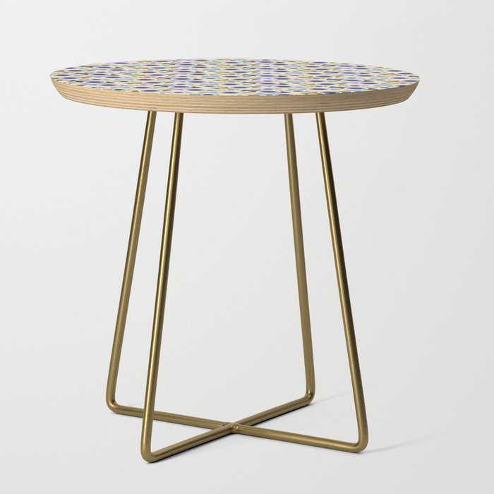 Geometric Fish Pattern - Blue and Olive Side Table Gallery Image 1
