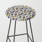 Geometric Fish Pattern - Blue and Olive Stool Gallery Image 2