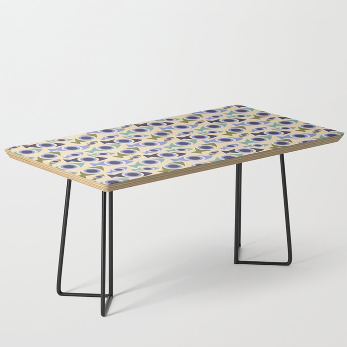 Geometric Fish Pattern - Blue and Olive Coffee Table Gallery Image 1