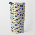 Geometric Fish Pattern - Blue and Olive Travel Mug Gallery Image 3